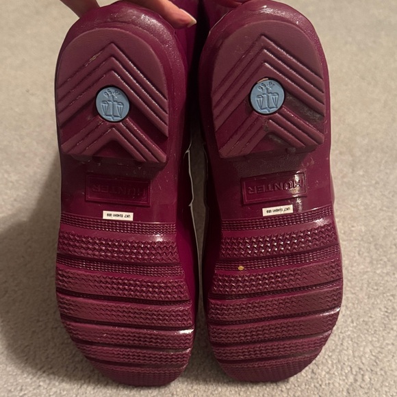 Hunter Women's Original Tall Gloss Burgundy Wellies Rain Boots Raspberry - Picture 6 of 8